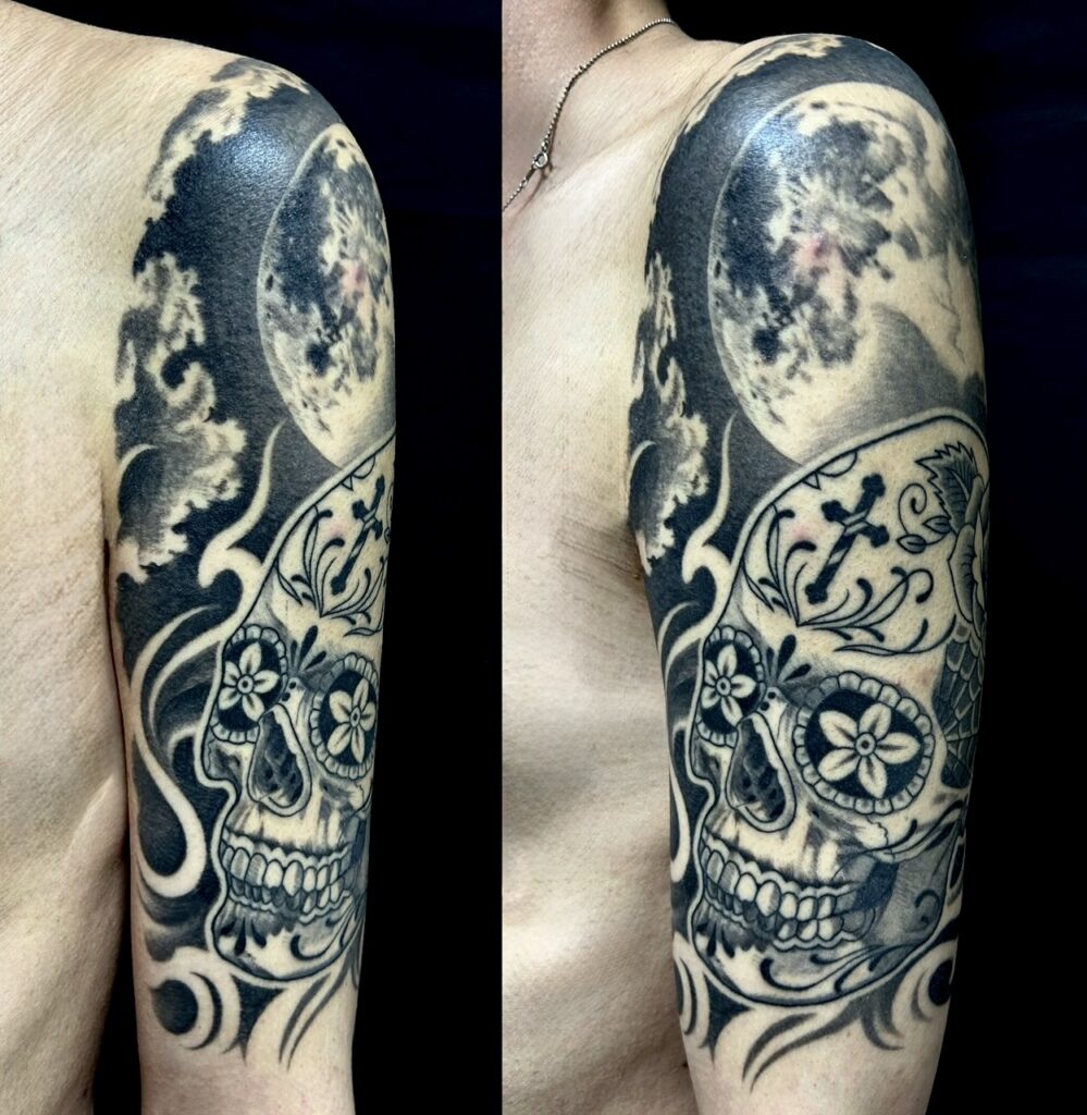 メキシカンスカル・満月のワンポイントTattoo(タトゥー)の画像