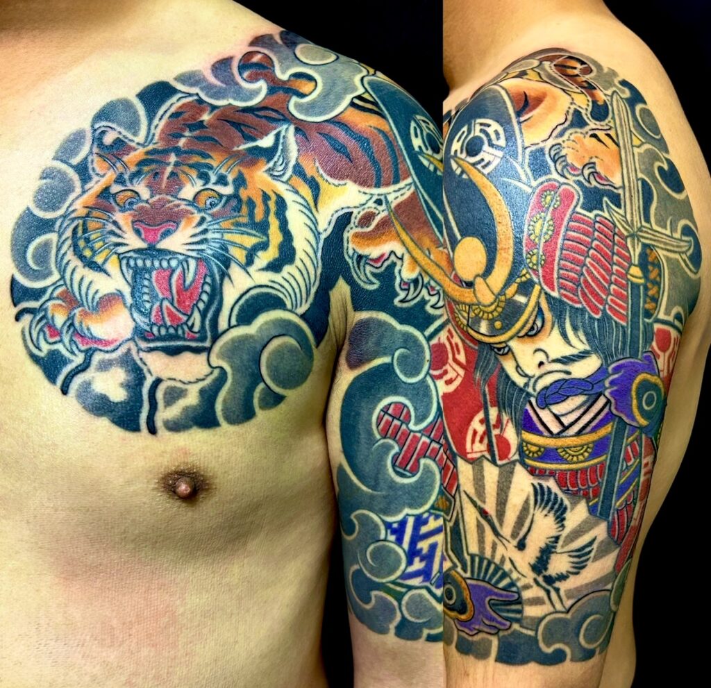 加藤清正・虎(五分袖)の刺青、和彫り(Japanese Tattoo・タトゥー)の画像