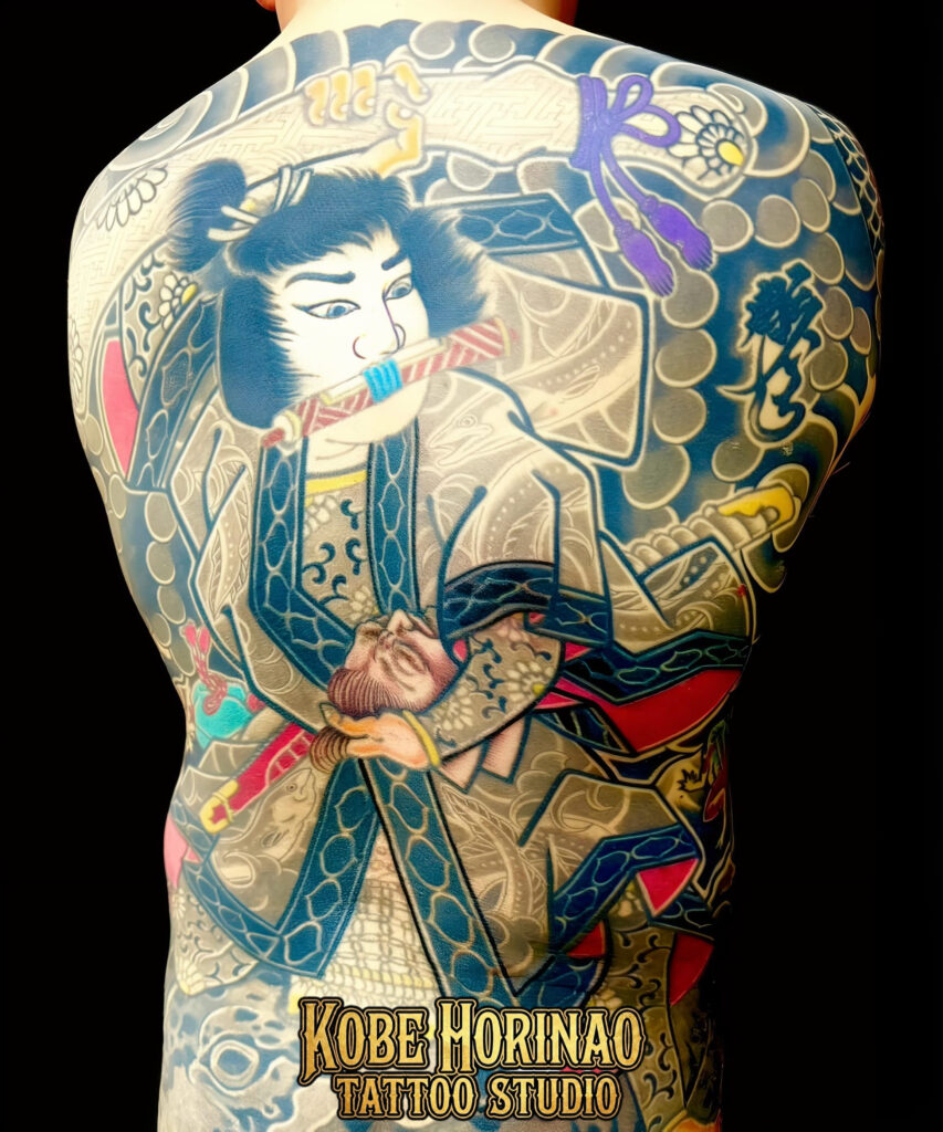 天竺徳兵衛・フルリメイク(背中額彫り)のタトゥー・刺青・和彫画像