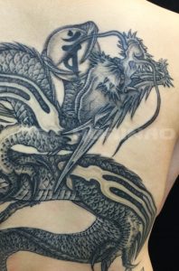 昇龍と月下美人の刺青、和彫り(Japanese Tattoo)画像