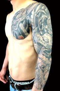 三匹龍の刺青、和彫り(Japanese Tattoo)画像