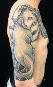妖狐・満月・雪の刺青、和彫り(Japanese Tattoo)の画像です。