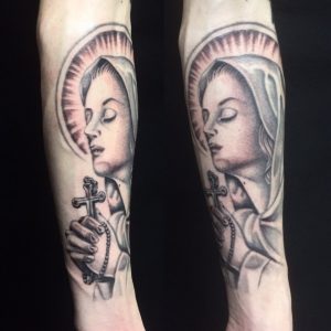 聖母マリアのTattoo(タトゥー)、洋彫りの画像