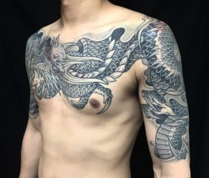 阿吽の三匹龍の刺青、和彫り(Japanese Tattoo)の画像
