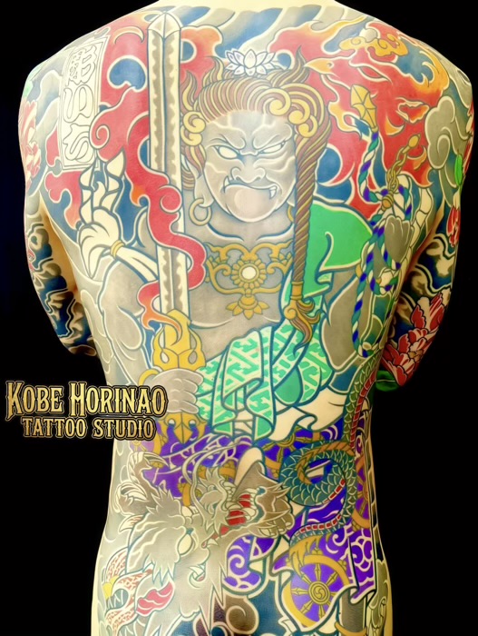 不動明王・龍のタトゥー (和彫り・刺青)｜神戸彫なお タトゥースタジオ